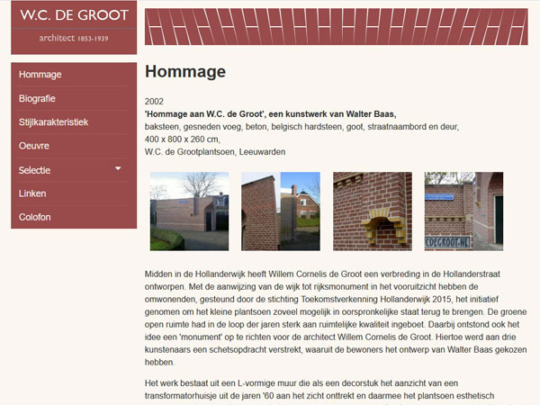screenshot van de website https://wcdegroot.nl/